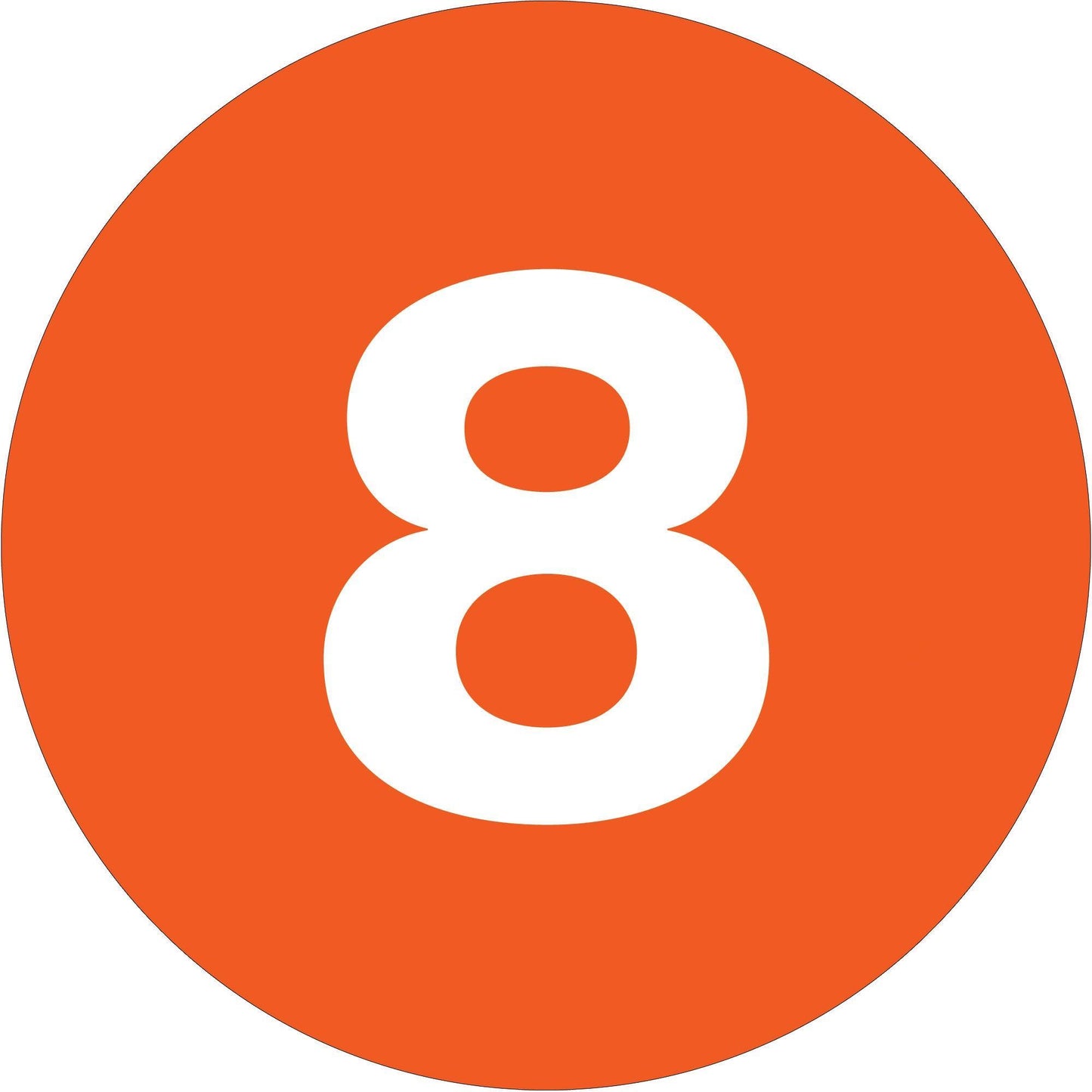 1" Circle - "8" (Orange) Number Labels - DL6758