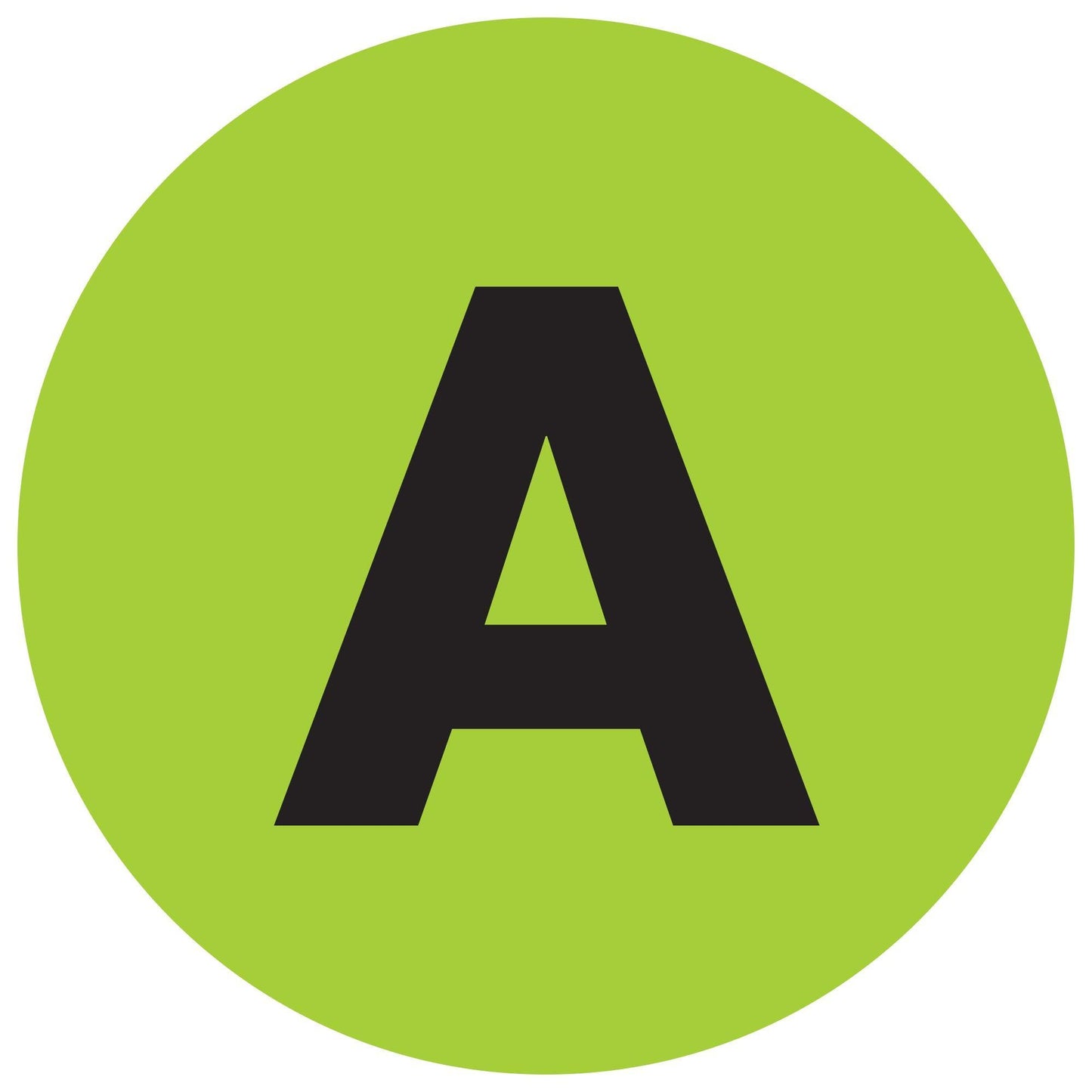 1" Circle - "A" (Fluorescent Green) Letter Labels - DL7000