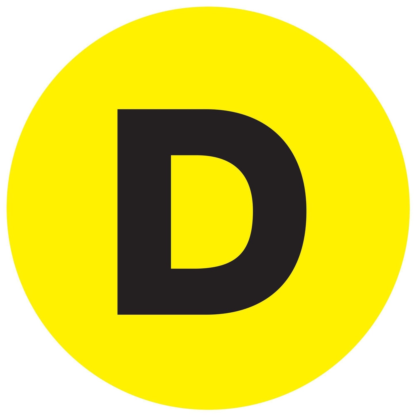 1" Circle - "D" (Fluorescent Yellow) Letter Labels - DL7006