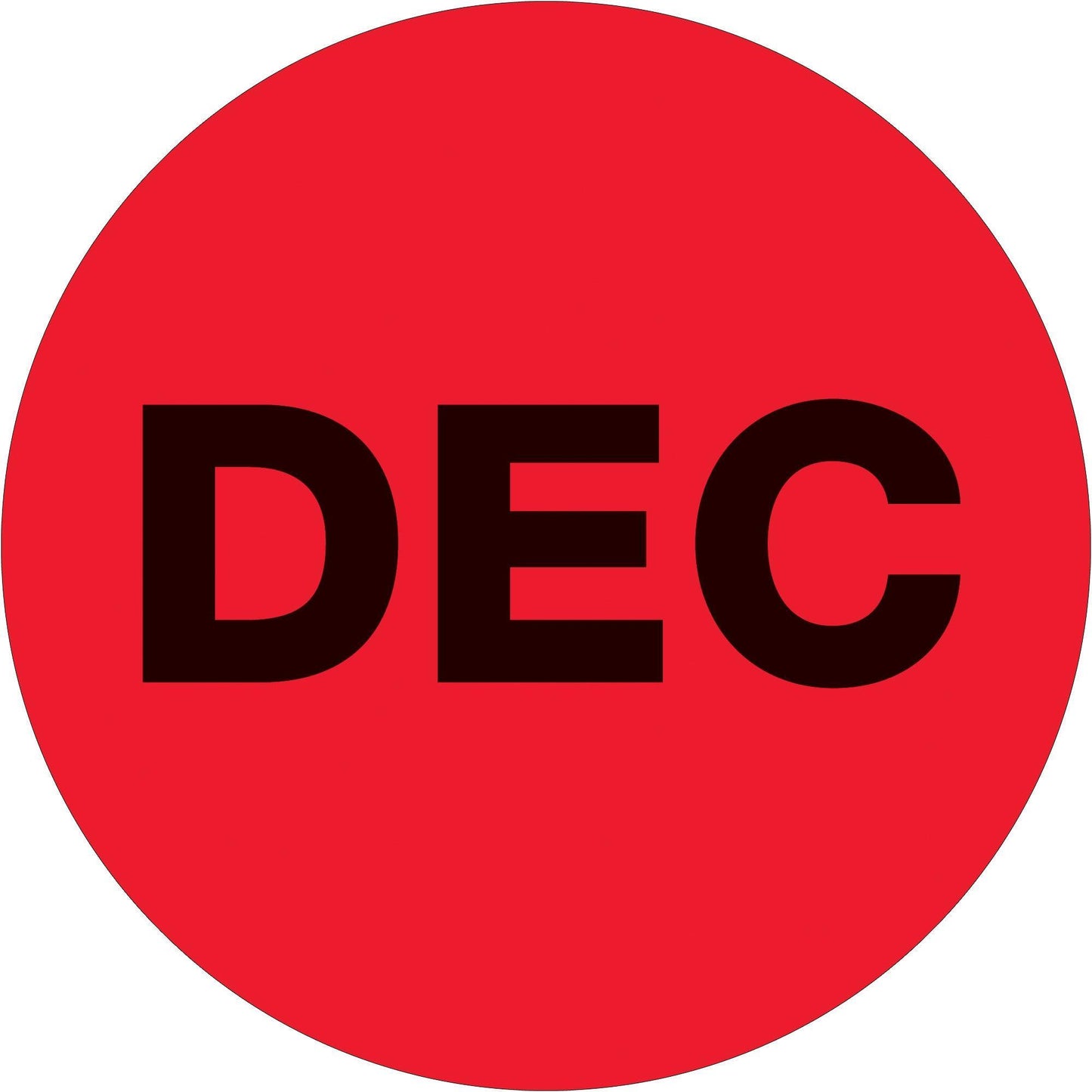 1" Circle - "DEC" (Fluorescent Red) Months of the Year Labels - DL6734