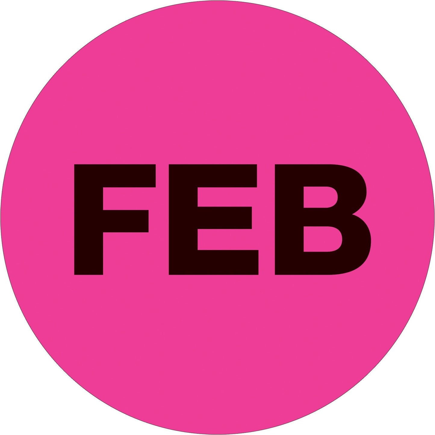 1" Circle - "FEB" (Fluorescent Pink) Months of the Year Labels - DL6724