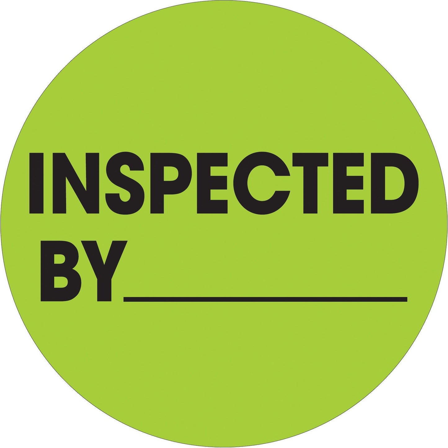 1" Circle - "Inspected By" Fluorescent Green Labels - DL1265