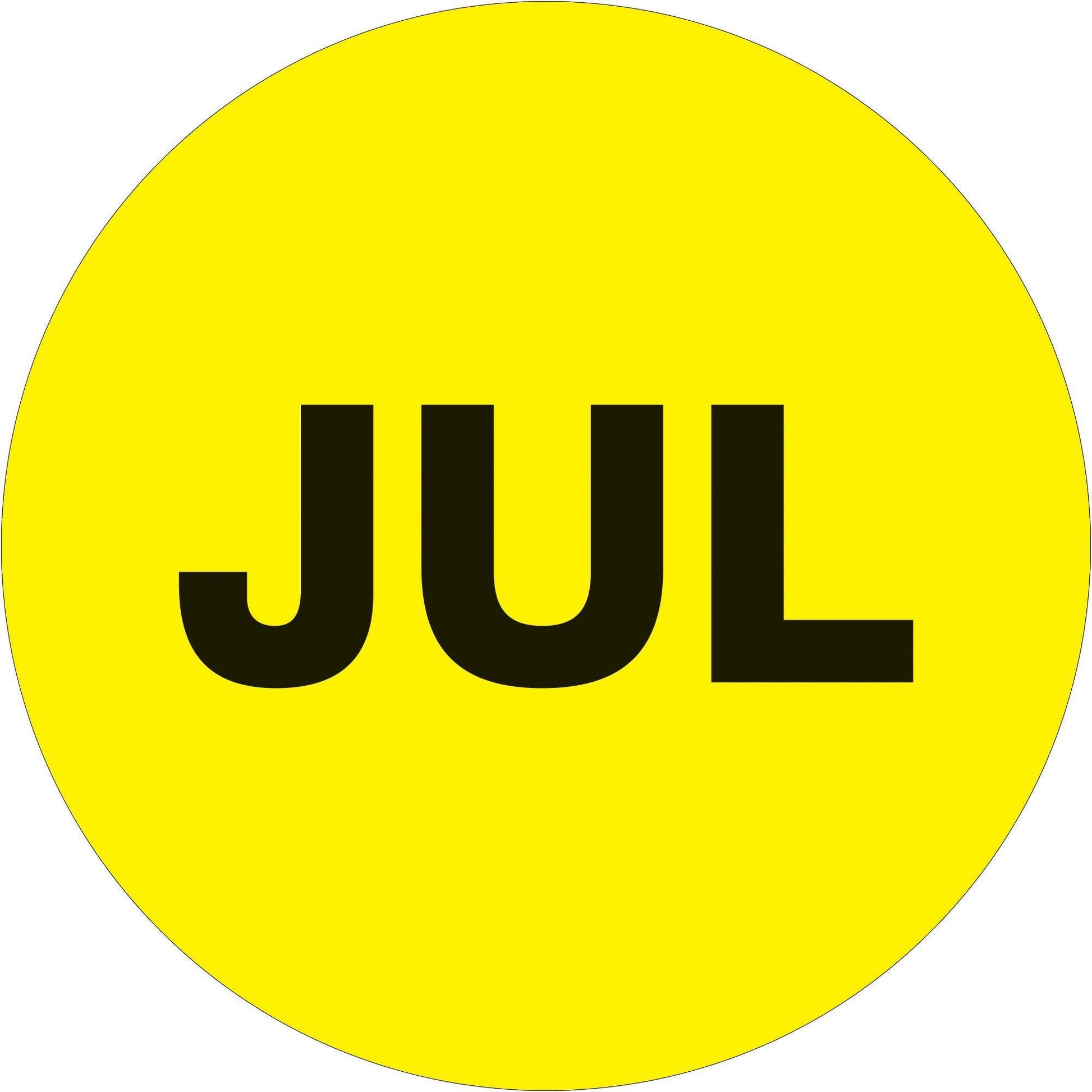 1" Circle - "JUL" (Fluorescent Yellow) Months of the Year Labels - DL6729