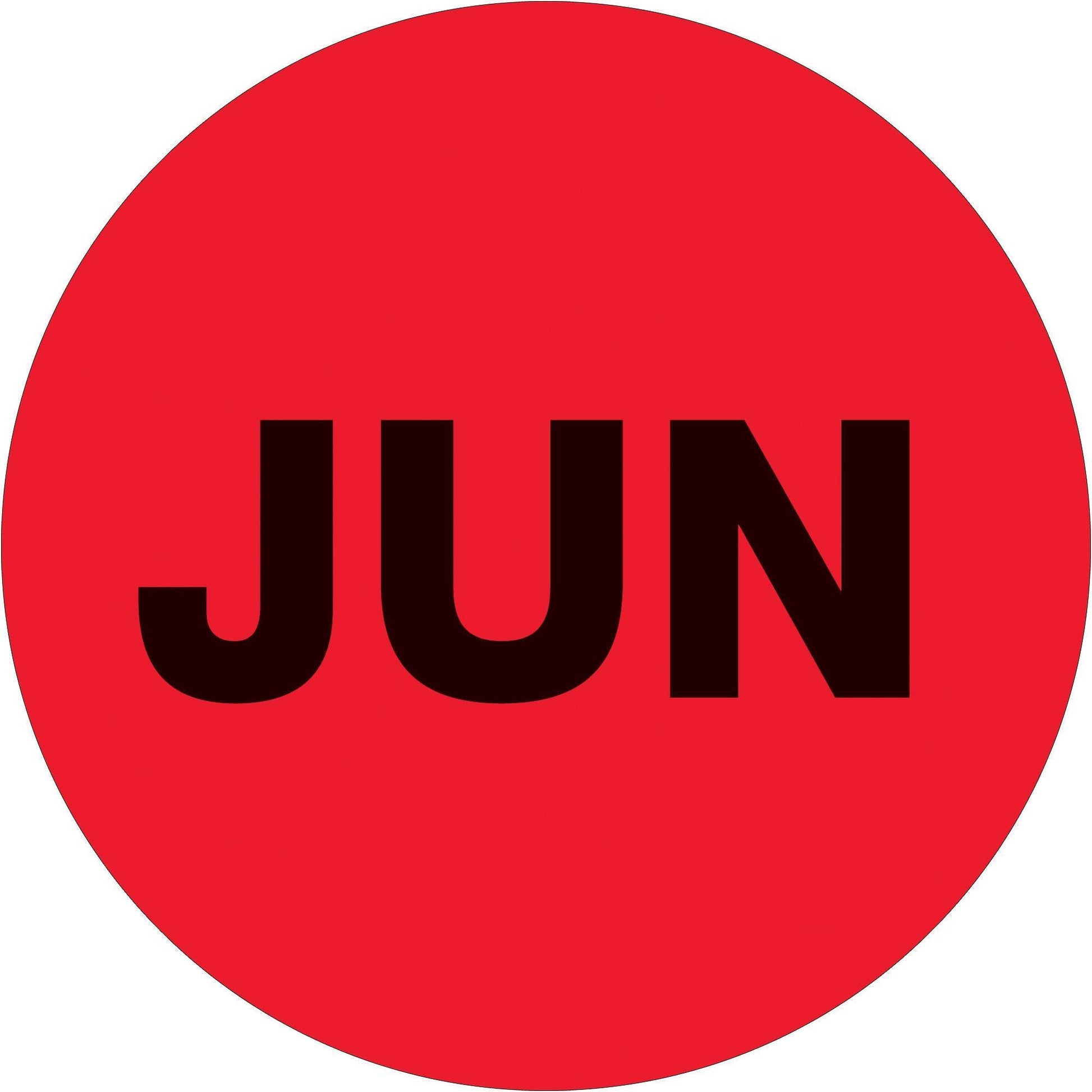 1" Circle - "JUN" (Fluorescent Red) Months of the Year Labels - DL6728