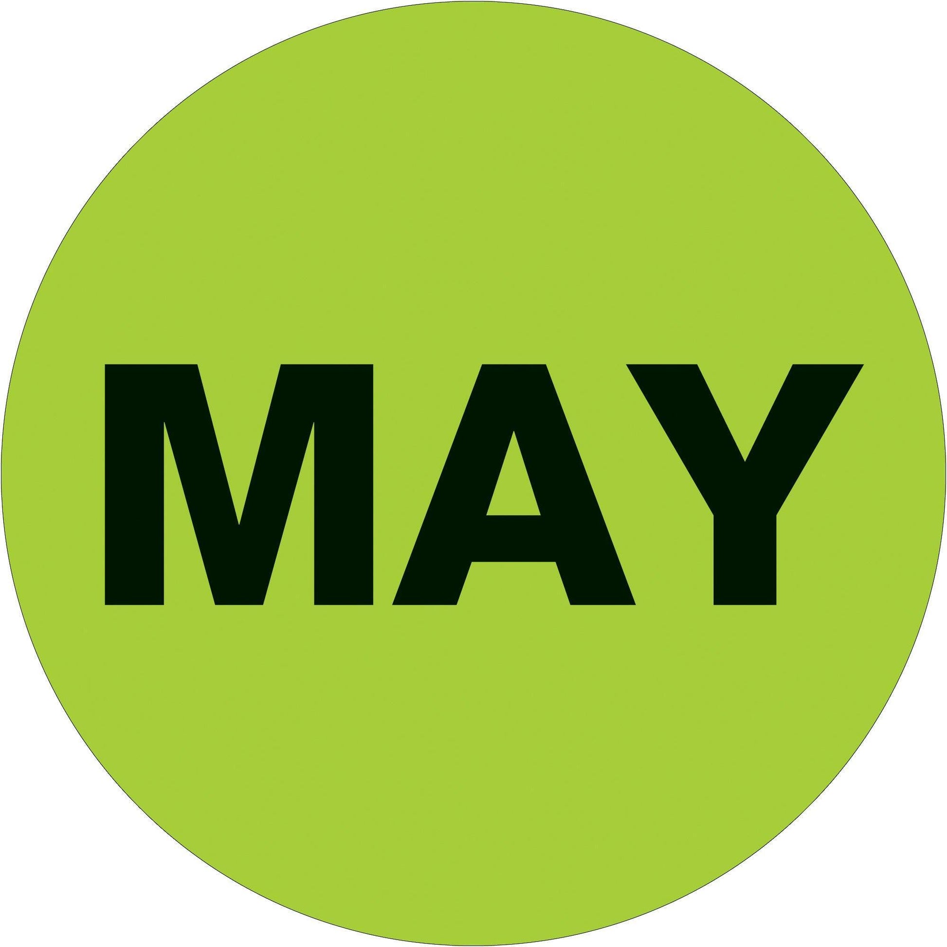 1" Circle - "MAY" (Fluorescent Green) Months of the Year Labels - DL6727