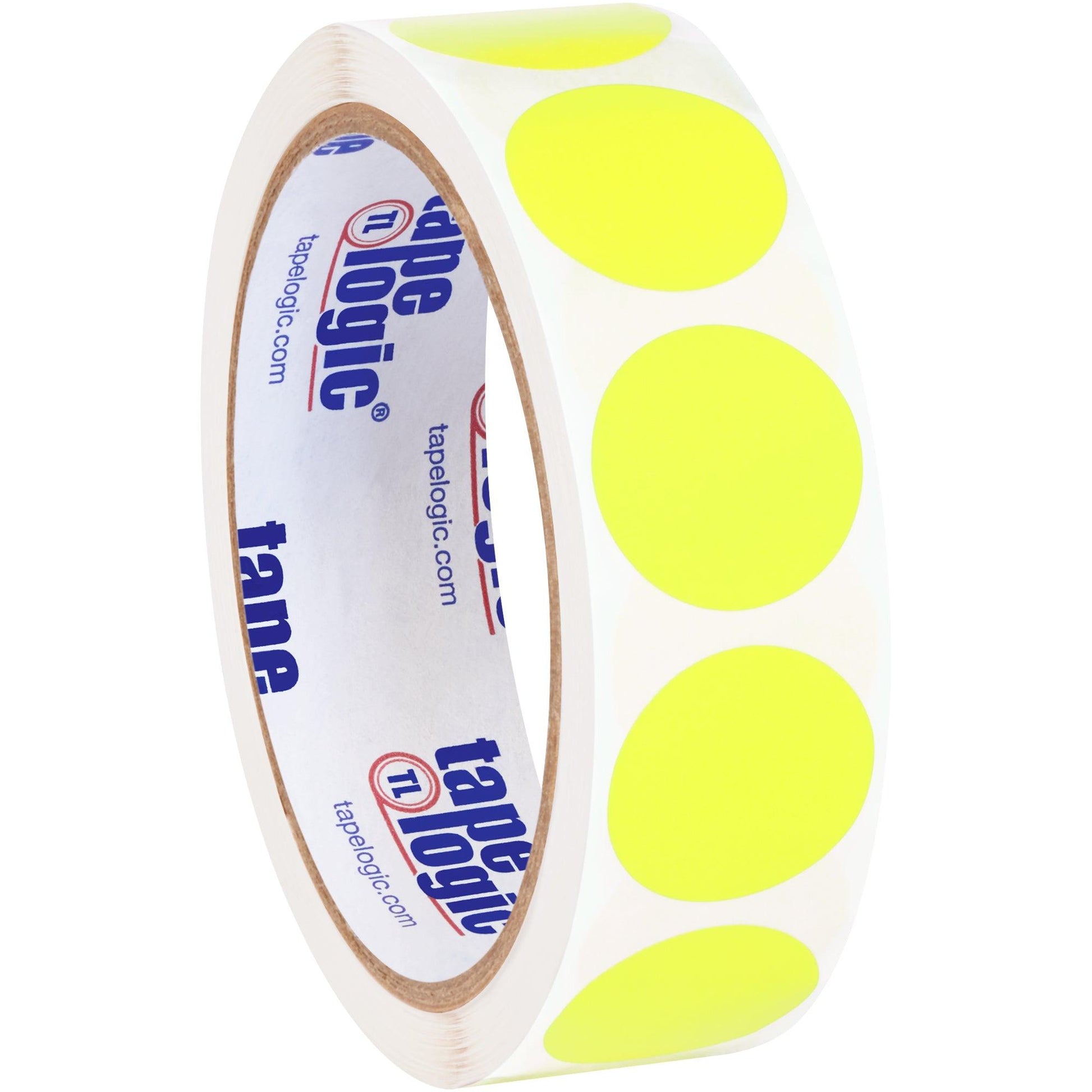 1" Circles - Fluorescent Yellow Removable Labels - DL1389FY