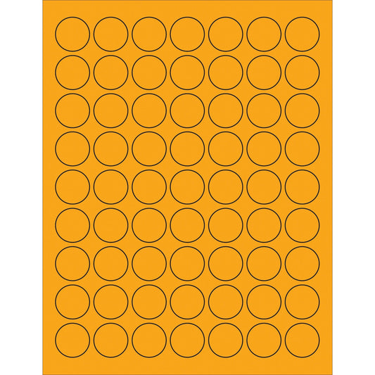 1" Fluorescent Orange Circle Laser Labels - LL191OR