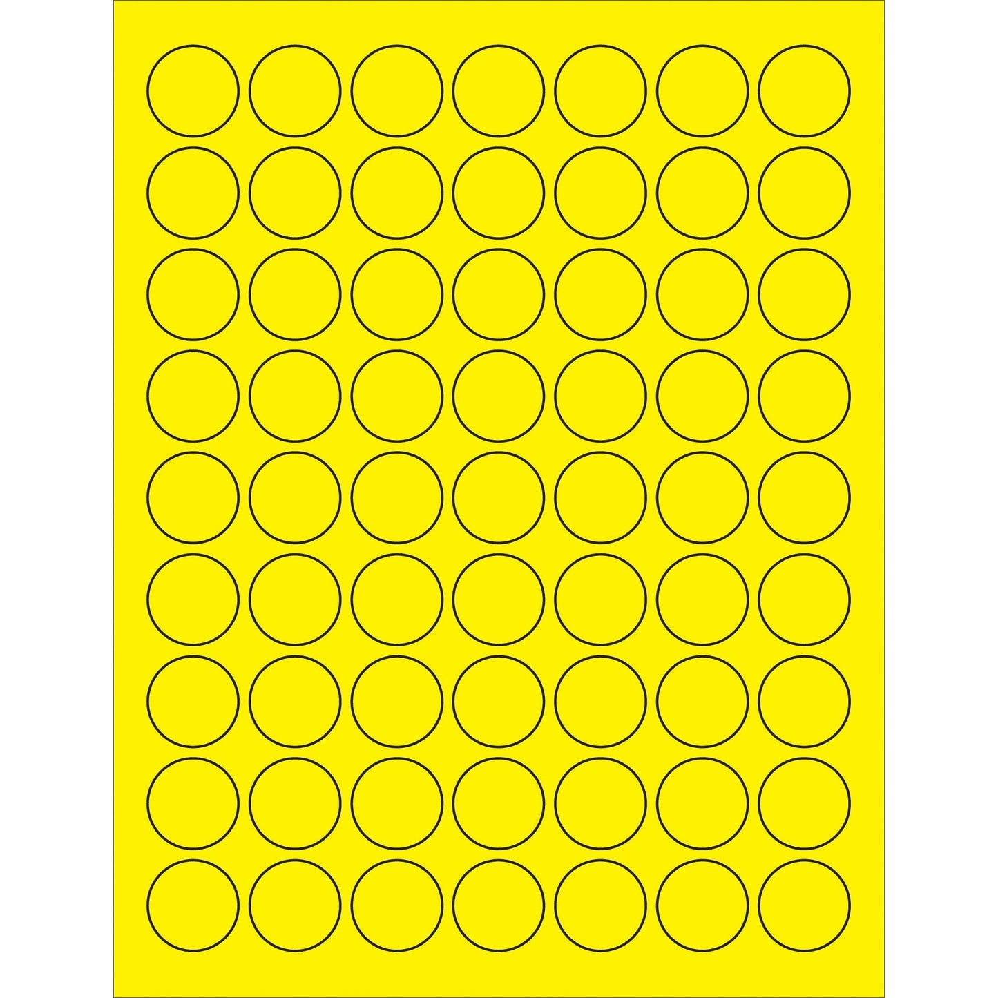 1" Fluorescent Yellow Circle Laser Labels - LL191YE