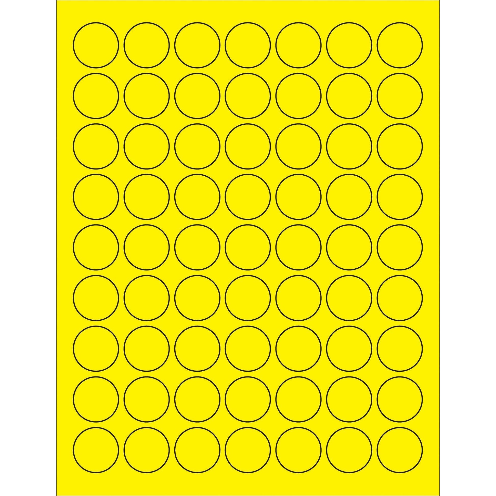 1" Fluorescent Yellow Circle Laser Labels - LL191YE