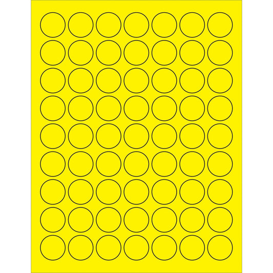 1" Fluorescent Yellow Circle Laser Labels - LL191YE