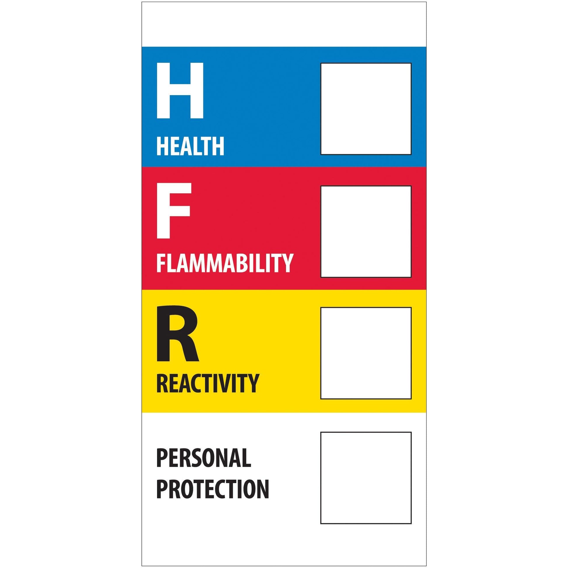 1 x 2" - "Health Flammability Reactivity" - DL1289