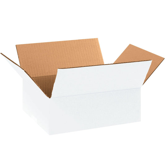 11 1/4 x 8 3/4 x 4" White Corrugated Boxes - 1184W