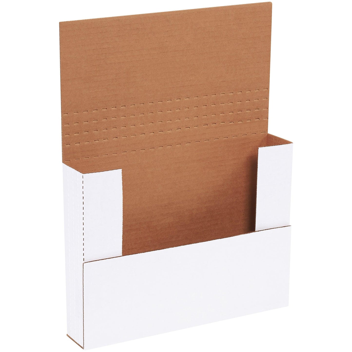 11 1/8 x 8 5/8 x 2" White Easy-Fold Mailers - M1BK