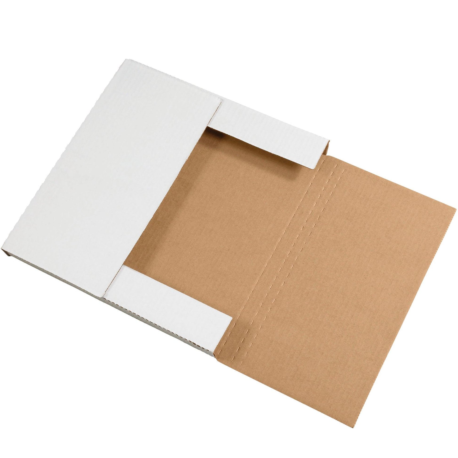 12 1/2 x 12 1/2 x 1" White Easy-Fold Mailers - M12121