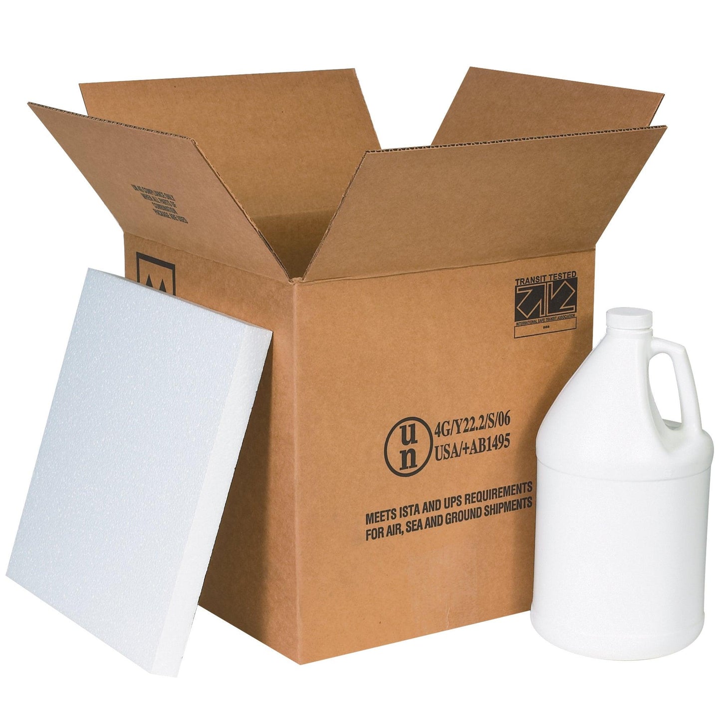 12 1/4 x 12 1/4 x 12 3/4" 4 - 1 Gallon Plastic Jug Shipper Kit - HAZ1132