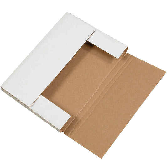 12 1/8 x 9 1/8 x 1" White Easy-Fold Mailers - M1291 Box Packaging Partner