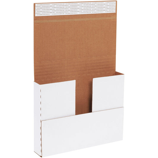 12 1/8 x 9 1/8 x 2" White Deluxe Easy-Fold Mailers - M2BKSS