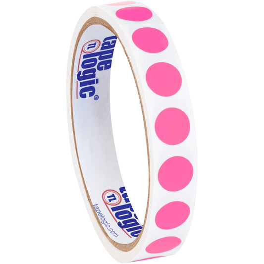 1/2" Fluorescent Pink Inventory Circle Labels - DL690K