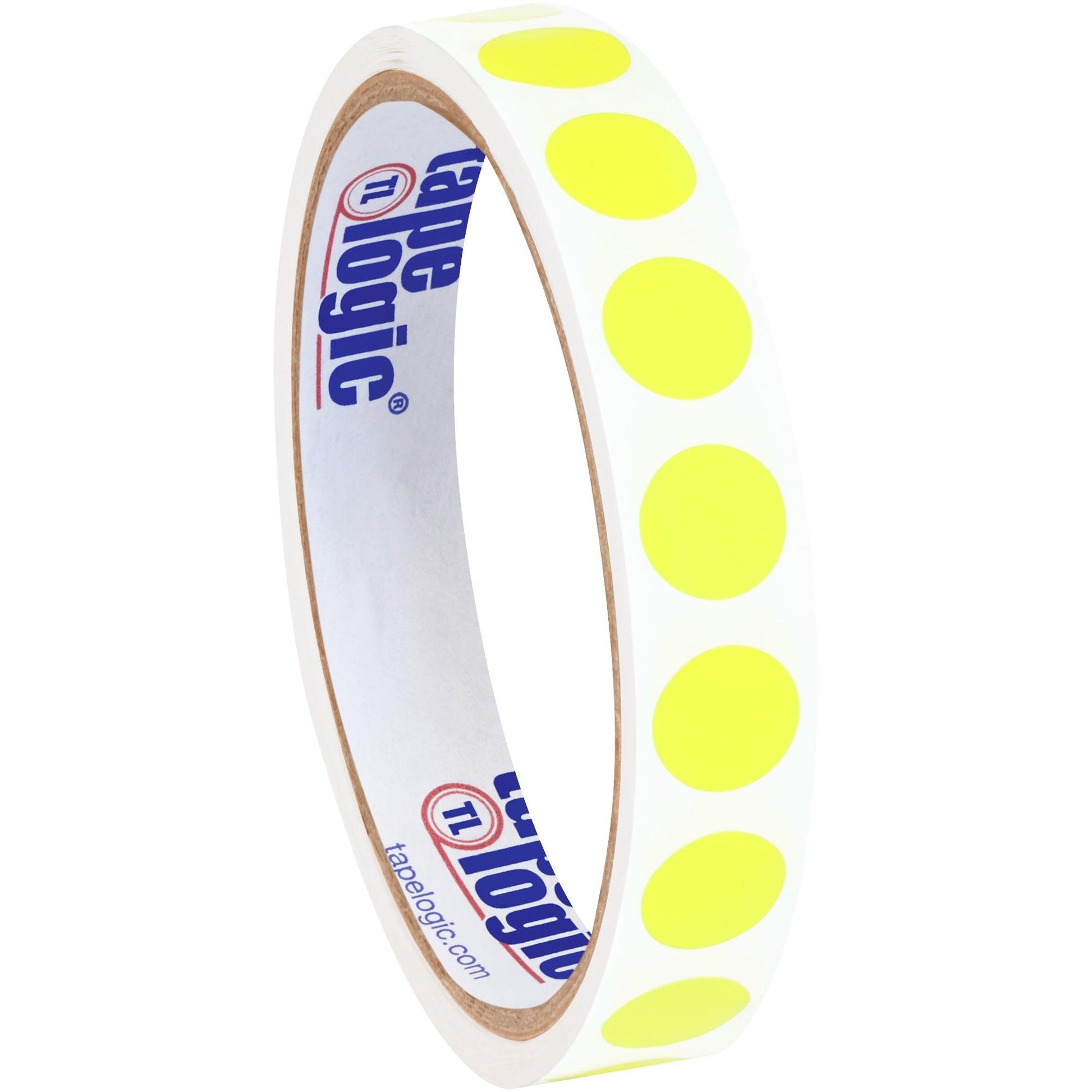 1/2" Fluorescent Yellow Inventory Circle Labels - DL690L