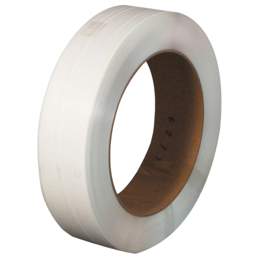 1/2" x .018 x 9000' White 16 x 6" Core Hand Grade Polypropylene Strapping - PS1217W Box Packaging Partner
