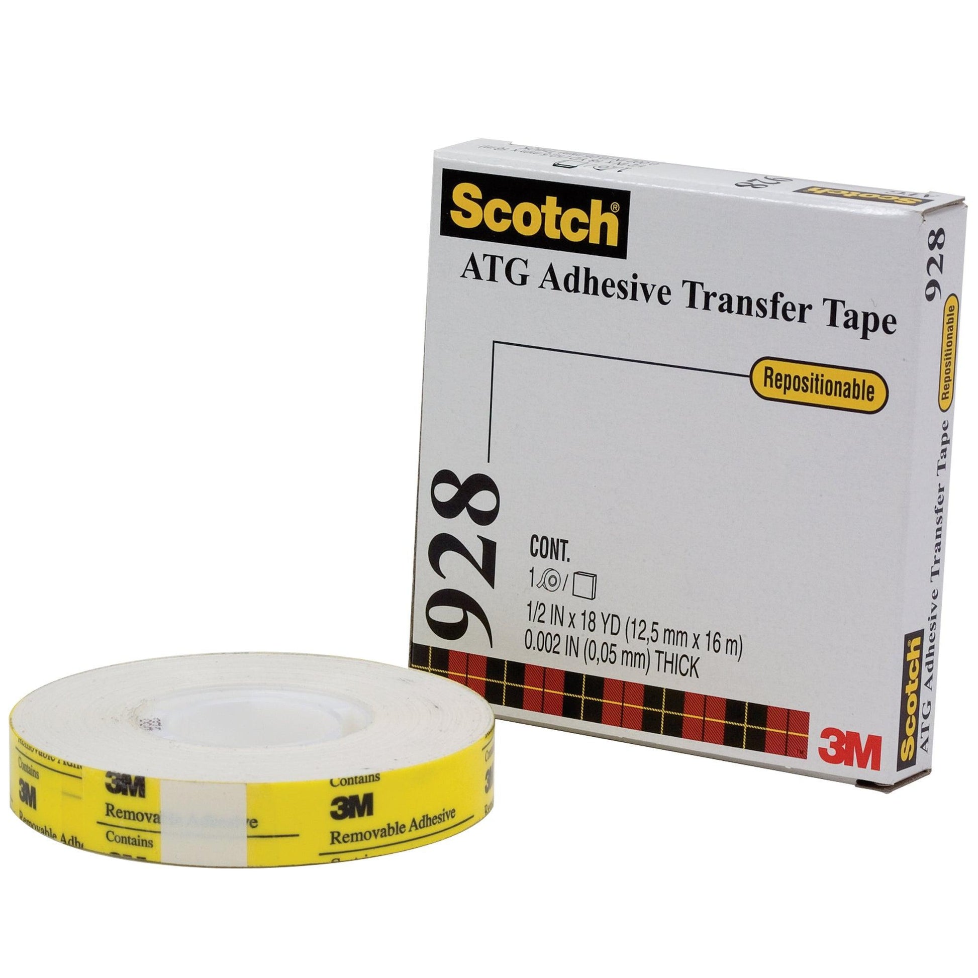 1/2" x 18 yds. (6 Pack) 3M™ 928 Repositionable Adhesive Transfer Tape - T9539286PK