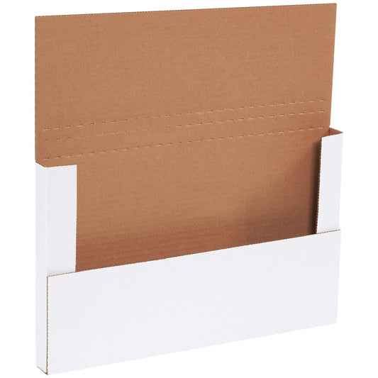 14 1/8 x 8 5/8 x 1" White Easy-Fold Mailers - M1491