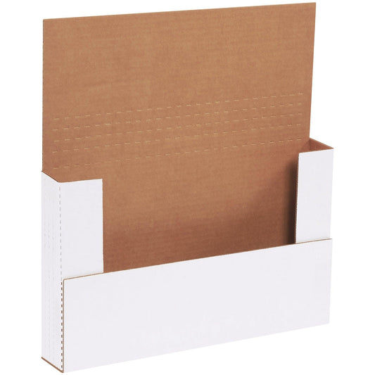 14 1/8 x 8 5/8 x 2" White Easy-Fold Mailers - M1482BF