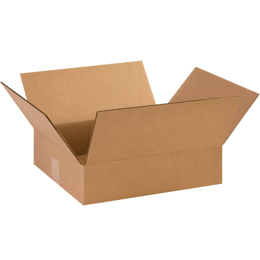 14 3/8 x 12 1/2 x 3 1/2" Flat Corrugated Boxes - 14123