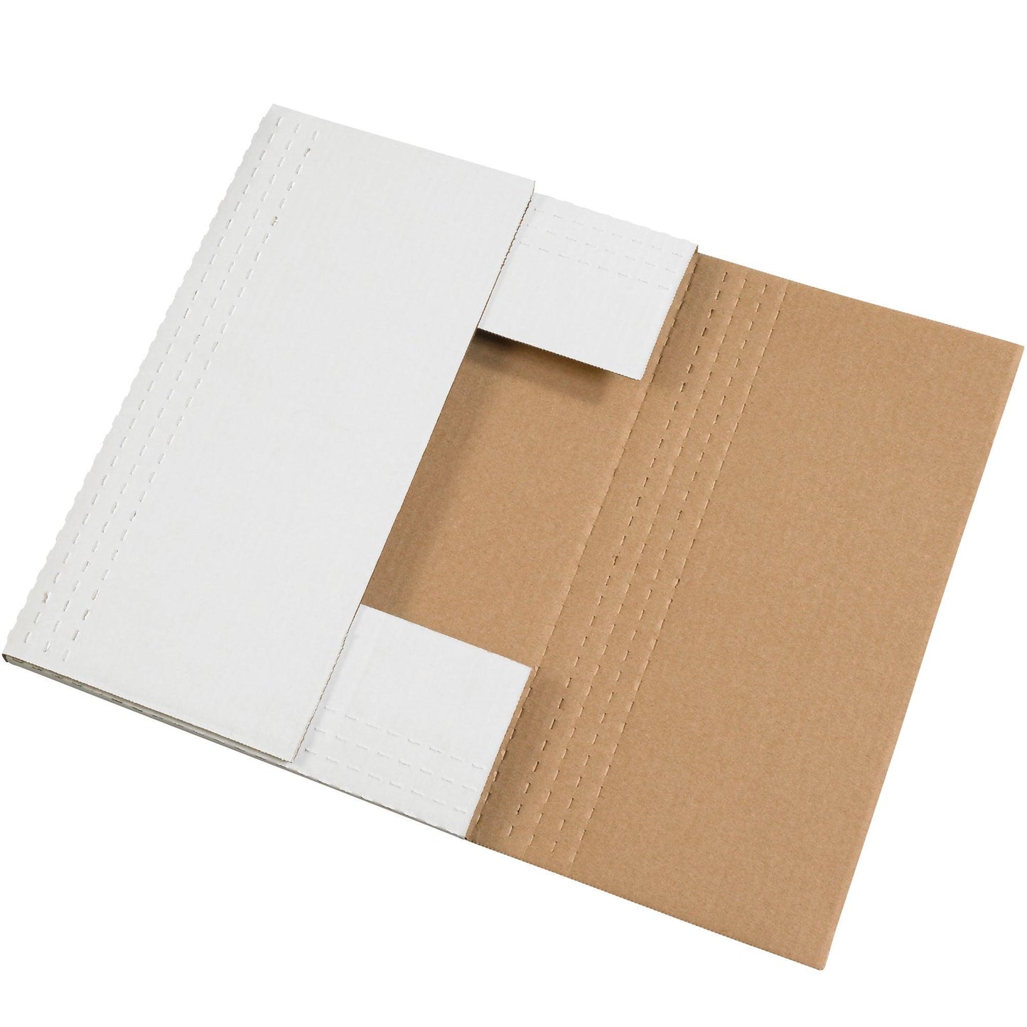 15 x 11 1/8 x 2" White Easy-Fold Mailers - MIBMROS