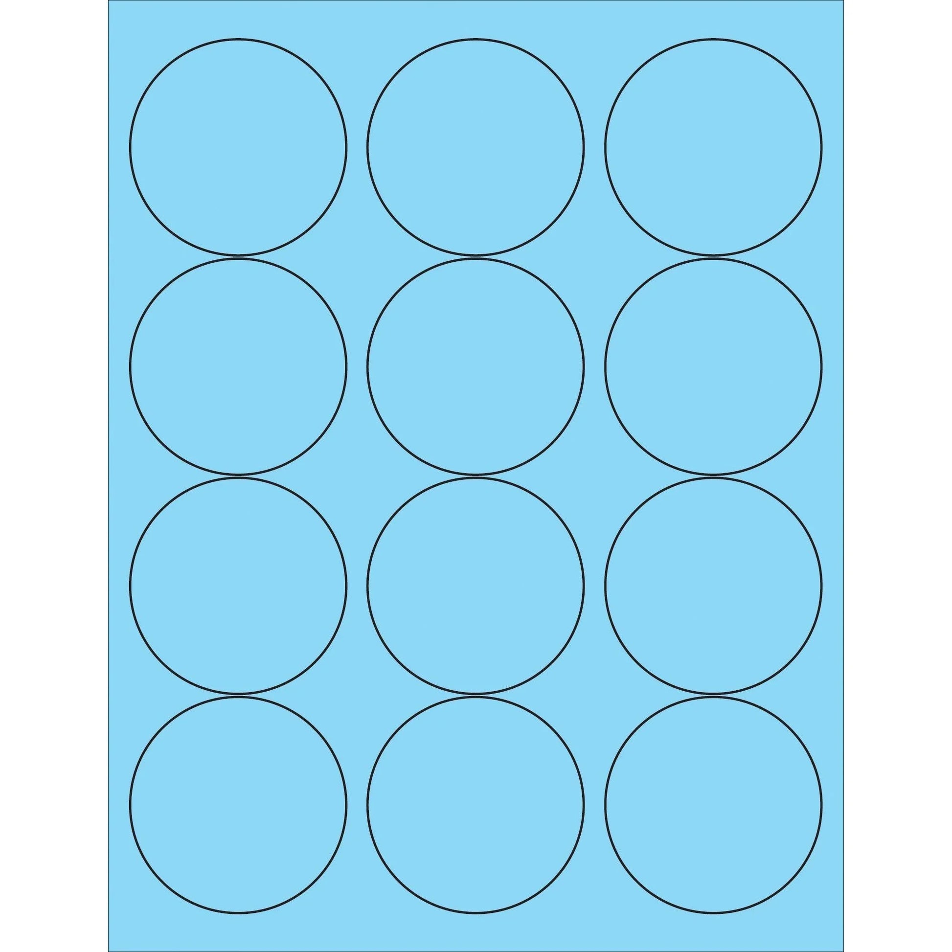 2 1/2" Fluorescent Pastel Blue Circle Laser Labels - LL194BE Box Packaging Partner