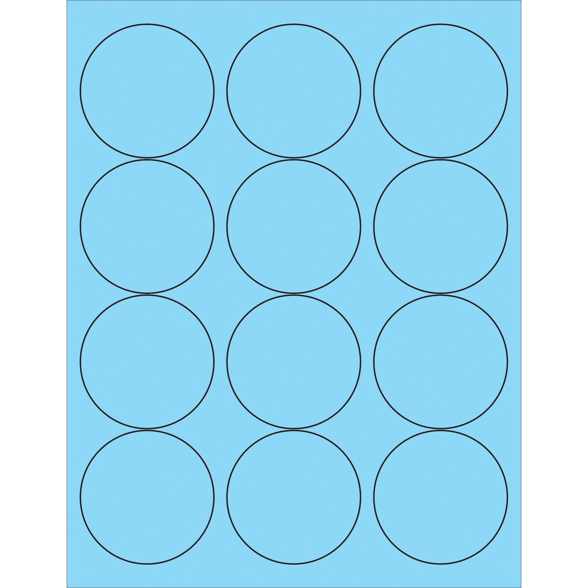 2 1/2" Fluorescent Pastel Blue Circle Laser Labels - LL194BE