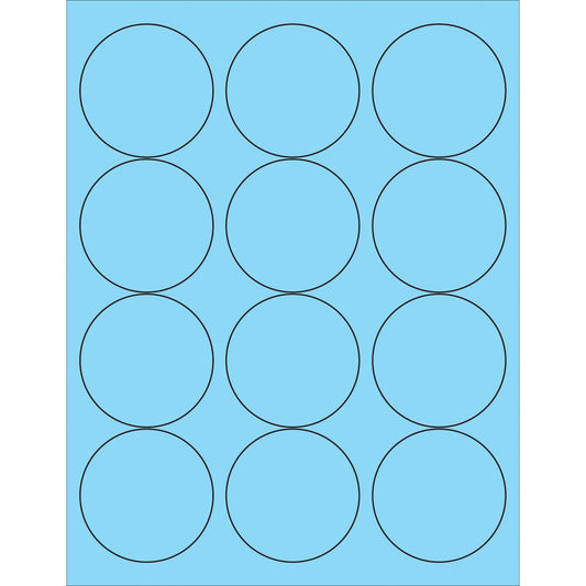 2 1/2" Fluorescent Pastel Blue Circle Laser Labels - LL194BE