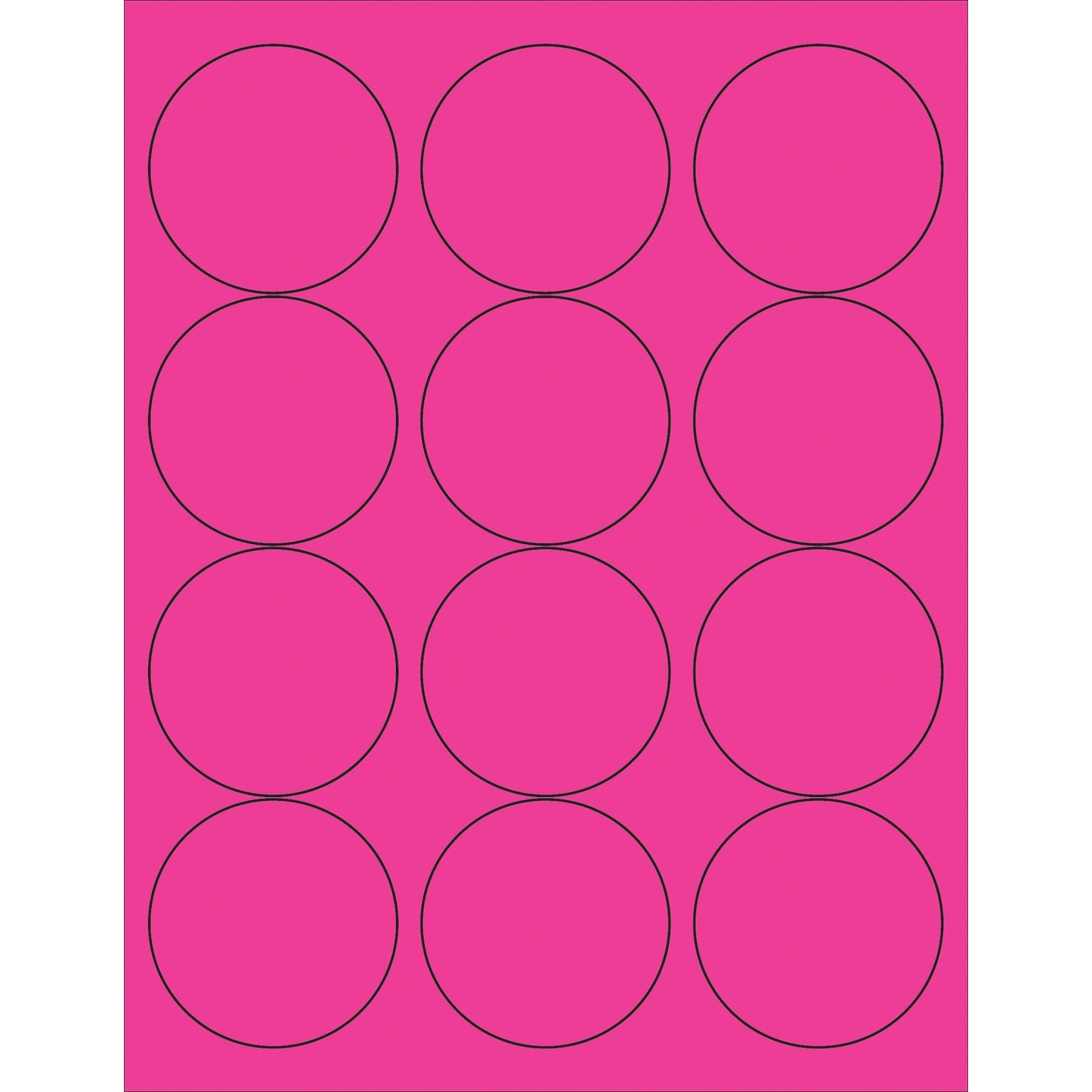 2 1/2" Fluorescent Pink Circle Laser Labels - LL194PK