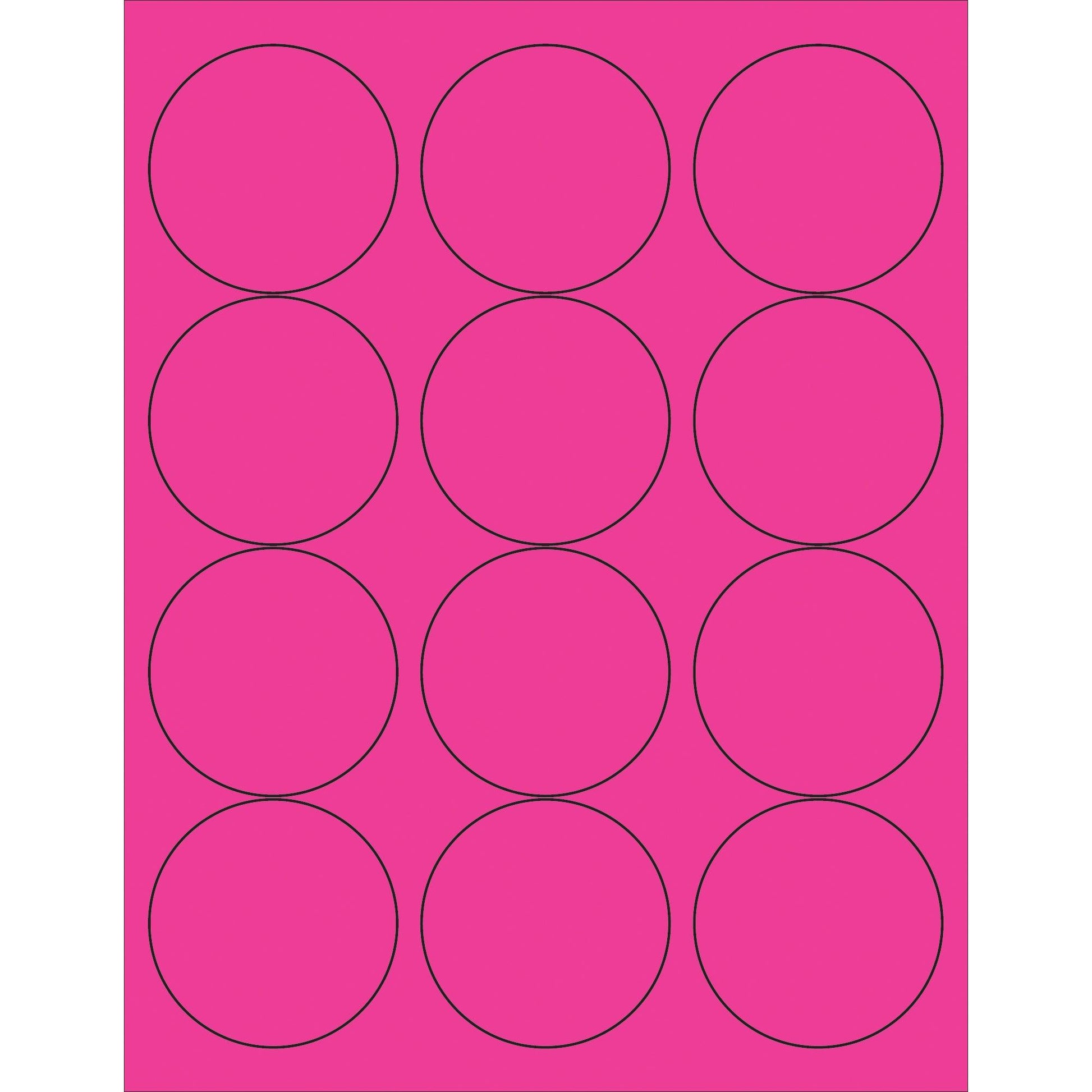 2 1/2" Fluorescent Pink Circle Laser Labels - LL194PK