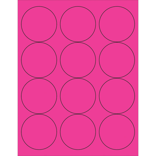 2 1/2" Fluorescent Pink Circle Laser Labels - LL194PK