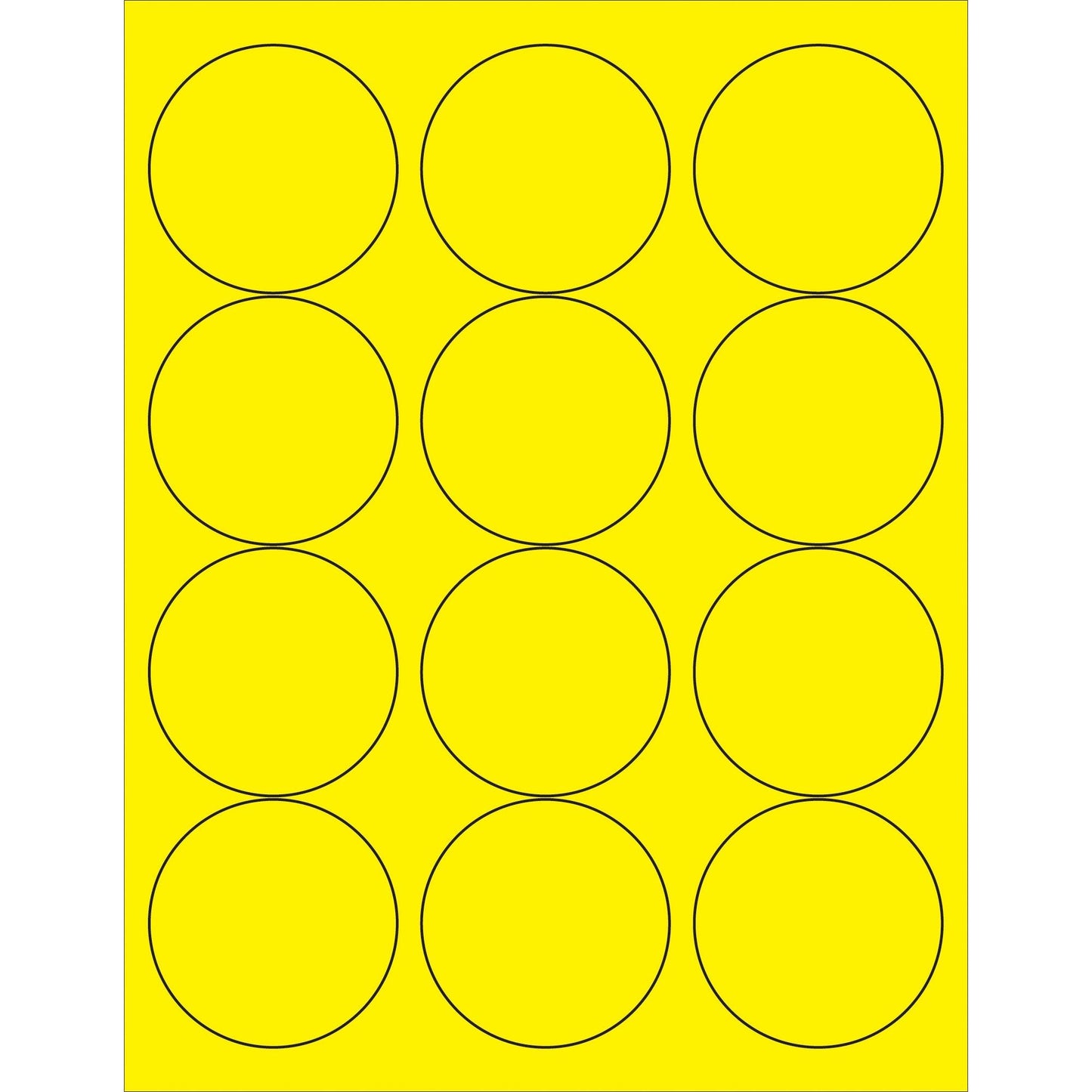 2 1/2" Fluorescent Yellow Circle Laser Labels - LL194YE