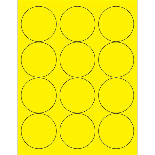 2 1/2" Fluorescent Yellow Circle Laser Labels - LL194YE