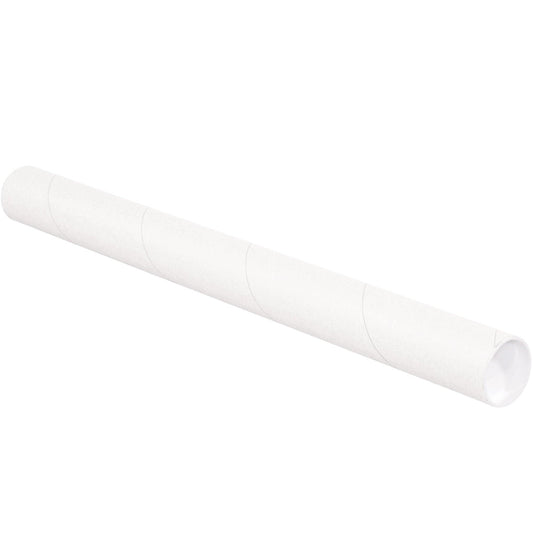 2 1/2 x 12" White Tubes with Caps - P2512W