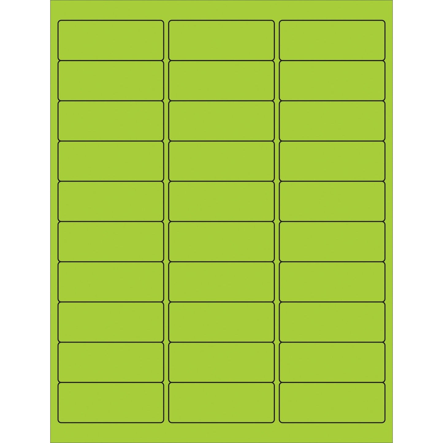 2 5/8 x 1" Fluorescent Green Rectangle Laser Labels - LL173GN