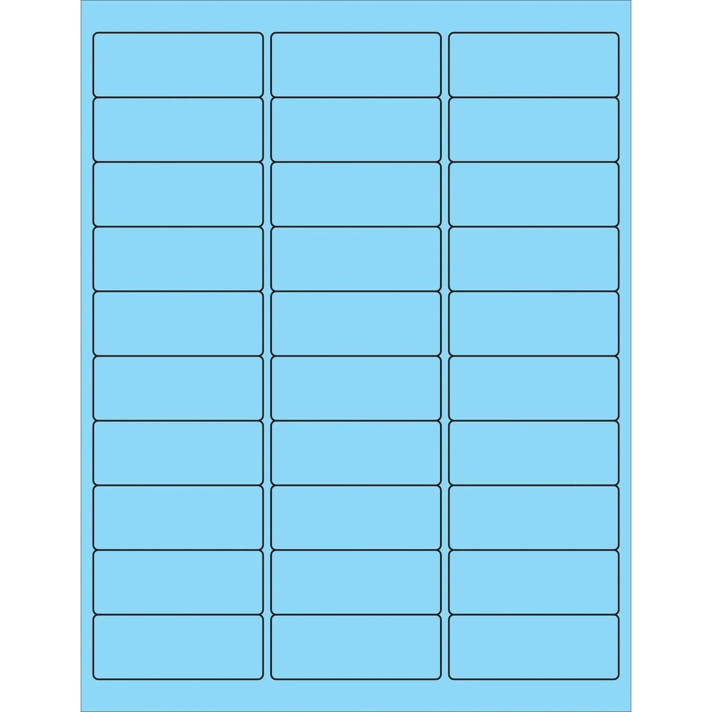 2 5/8 x 1" Fluorescent Pastel Blue Rectangle Laser Labels - LL173BE Box Packaging Partner