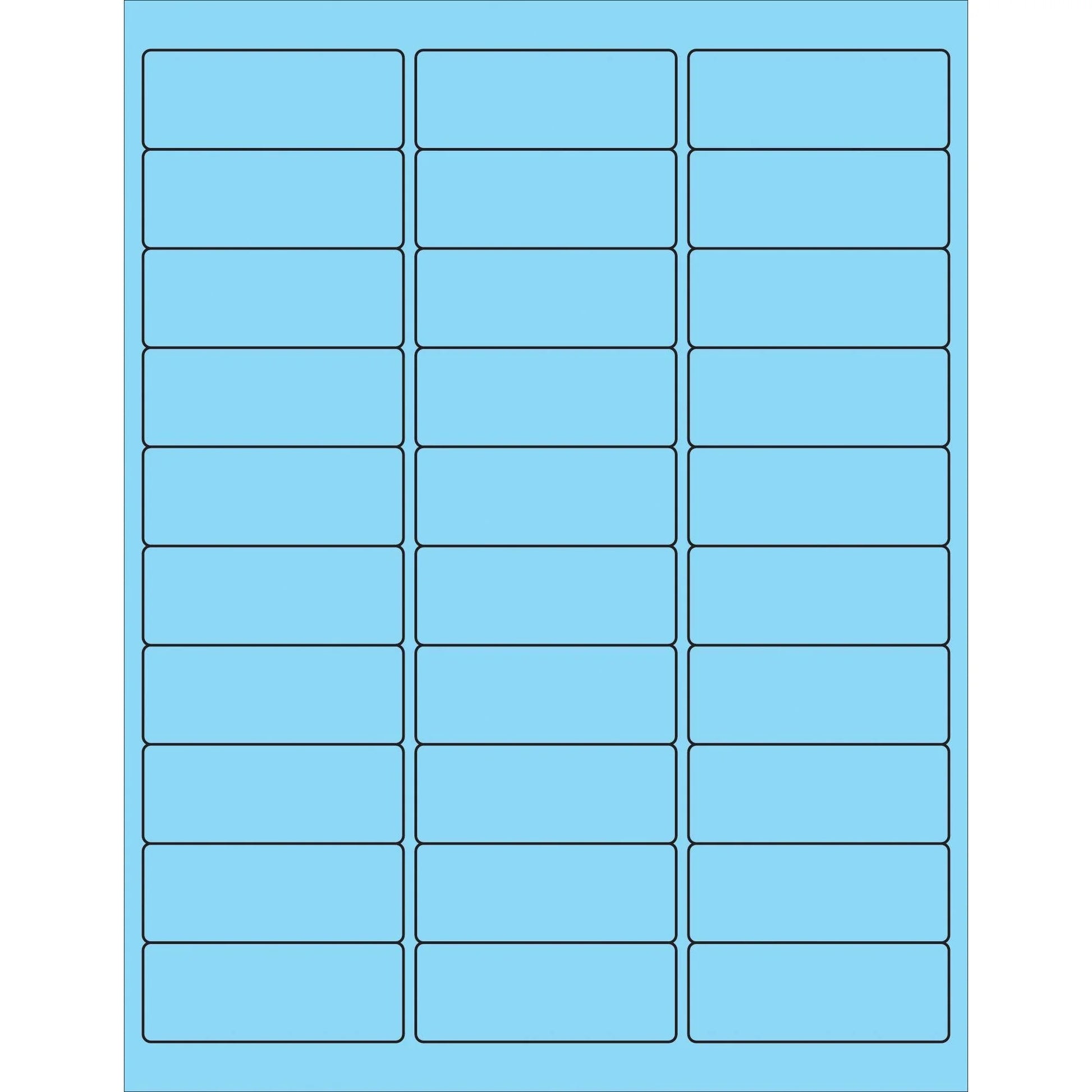 2 5/8 x 1" Fluorescent Pastel Blue Rectangle Laser Labels - LL173BE Box Packaging Partner
