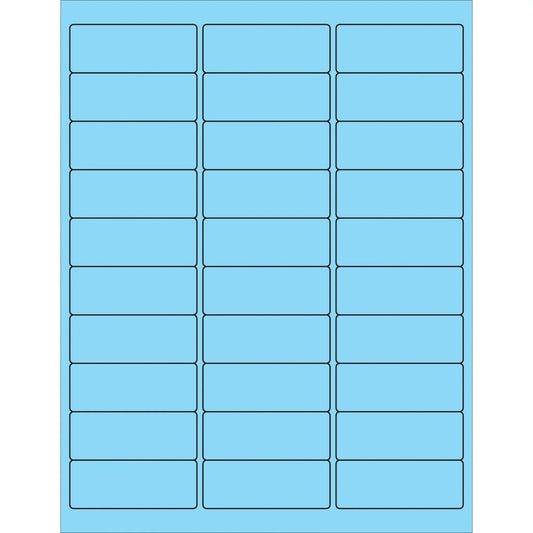 2 5/8 x 1" Fluorescent Pastel Blue Rectangle Laser Labels - LL173BE Box Packaging Partner