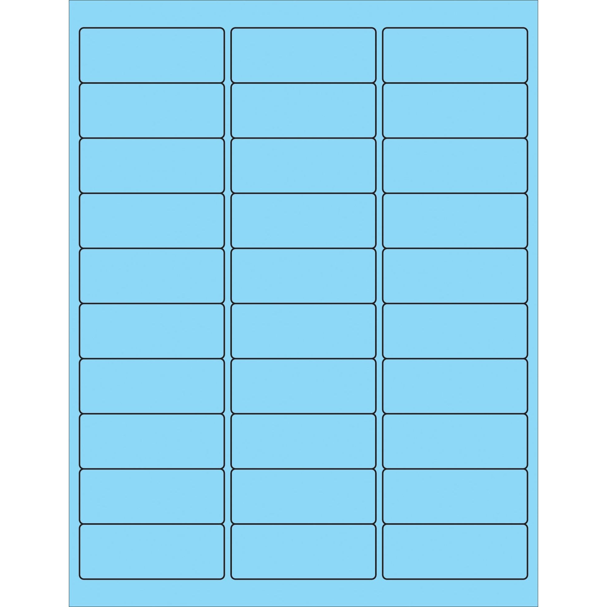 2 5/8 x 1" Fluorescent Pastel Blue Rectangle Laser Labels - LL173BE