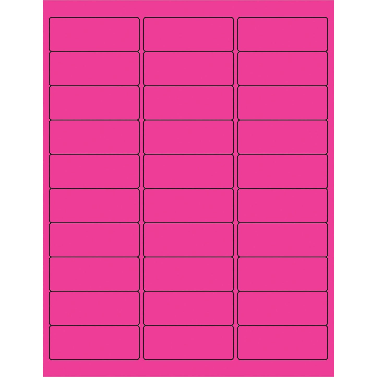 2 5/8 x 1" Fluorescent Pink Rectangle Laser Labels - LL173PK