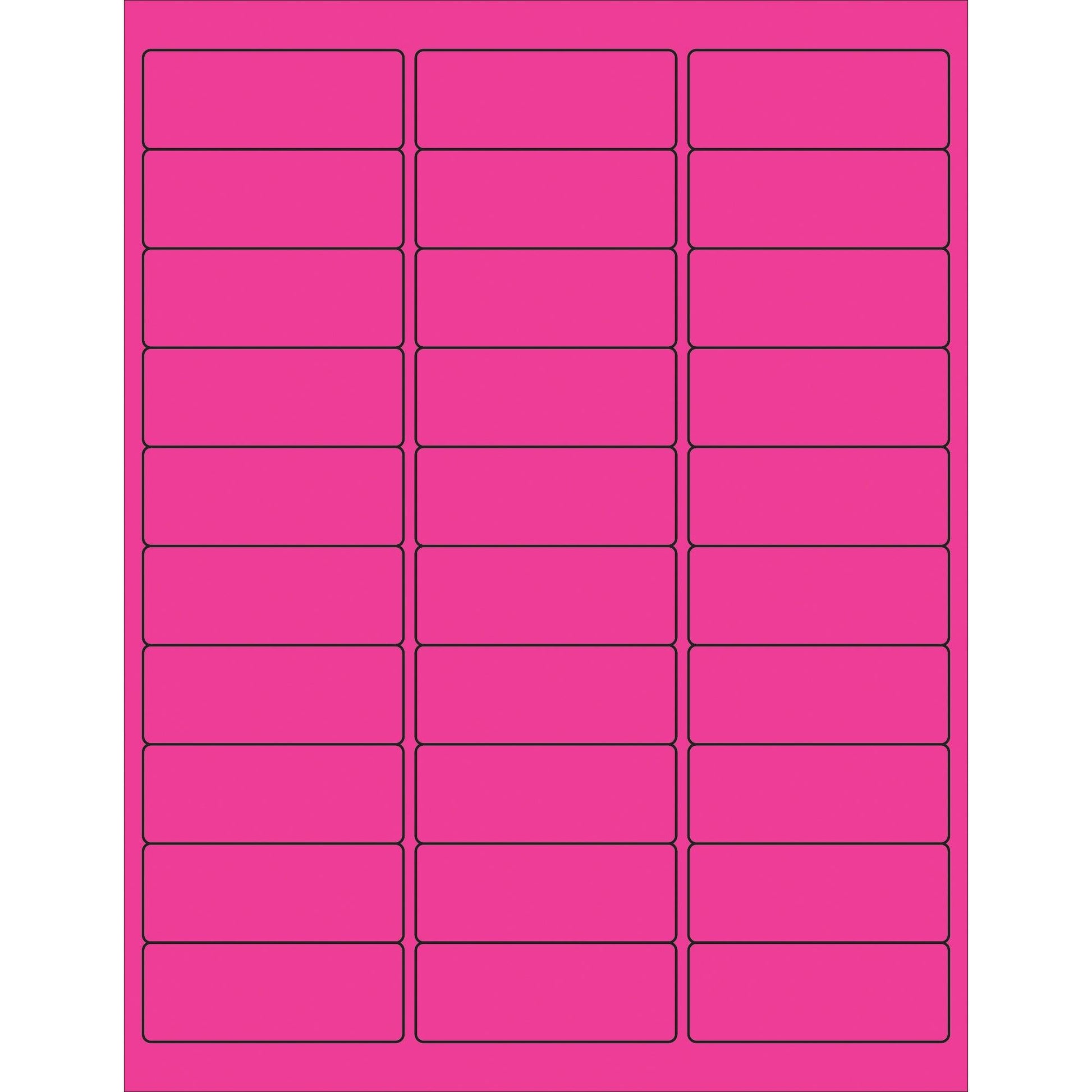 2 5/8 x 1" Fluorescent Pink Rectangle Laser Labels - LL173PK