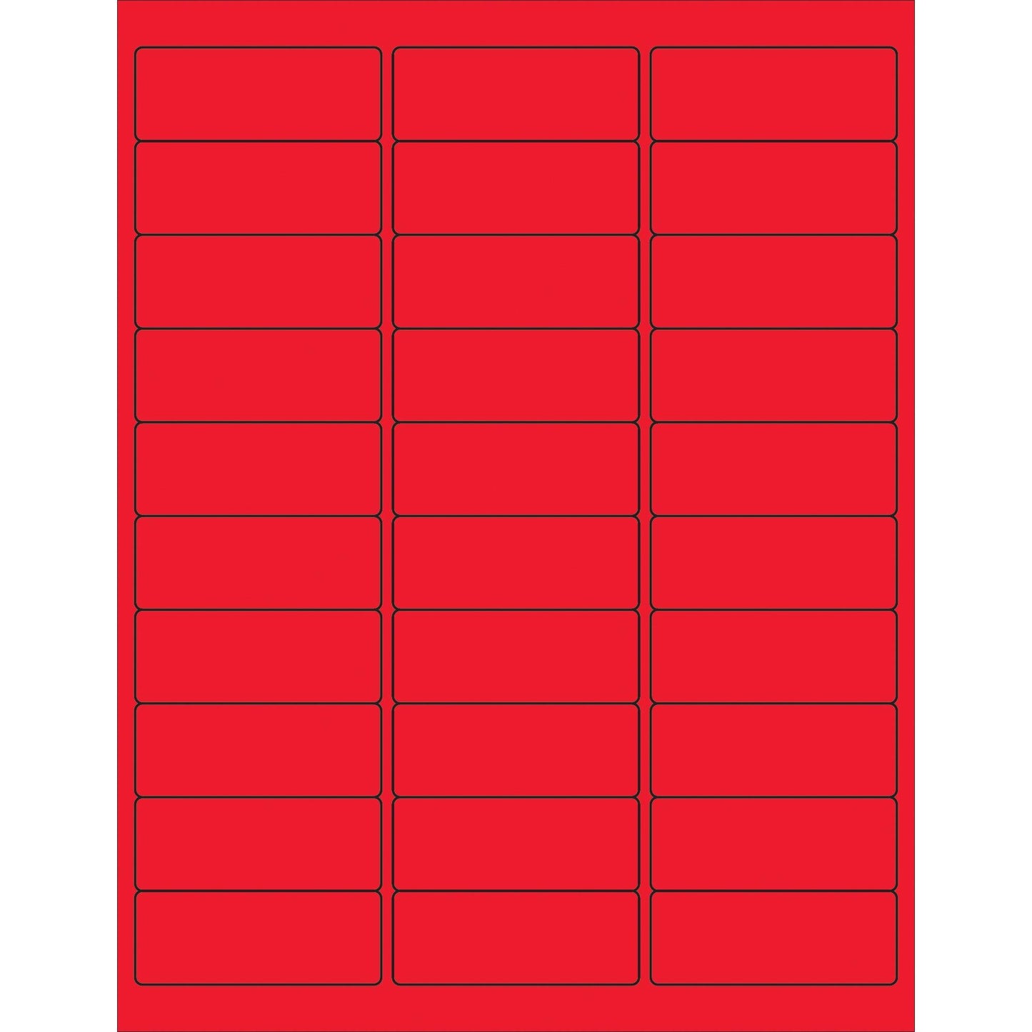 2 5/8 x 1" Fluorescent Red Rectangle Laser Labels - LL173RD