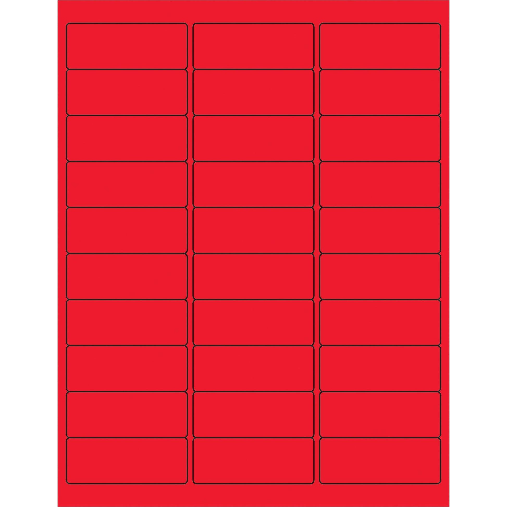 2 5/8 x 1" Fluorescent Red Rectangle Laser Labels - LL173RD