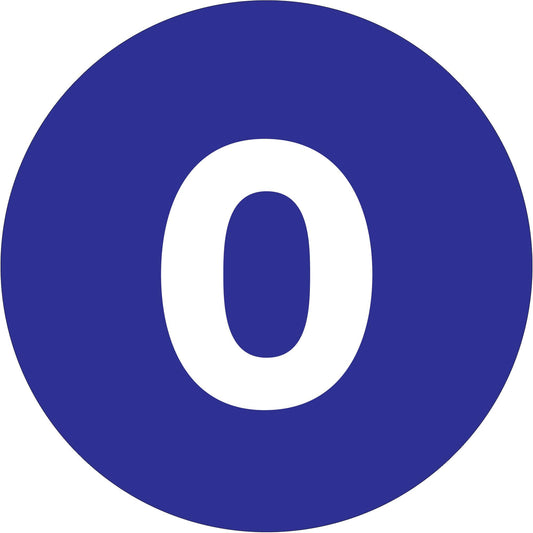 2" Circle - "0" (Dark Blue) Number Labels - DL6768