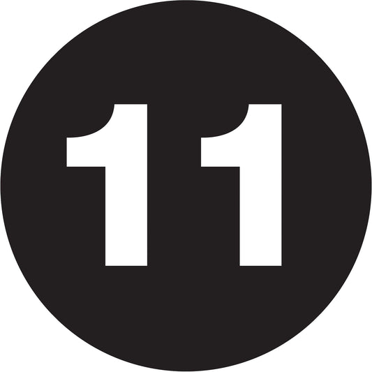 2" Circle - "11" (Black) Number Labels - DL6779