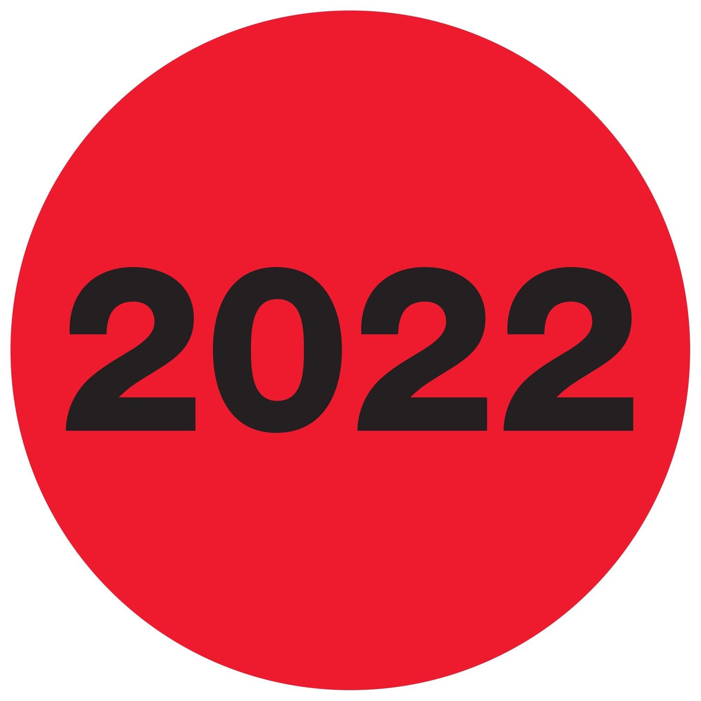 2" Circle - "2022" (Fluorescent Red) Year Labels - DL6833